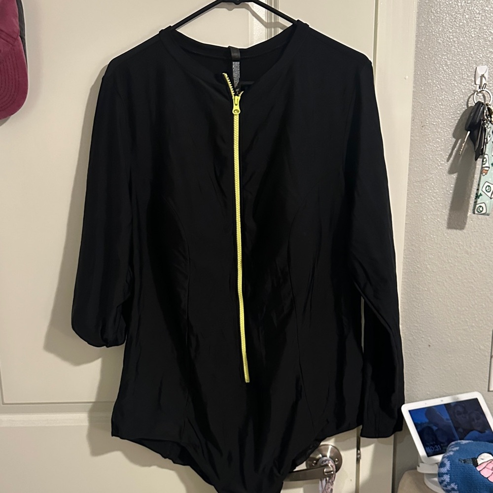 Black swimsuit with Neon Zipper